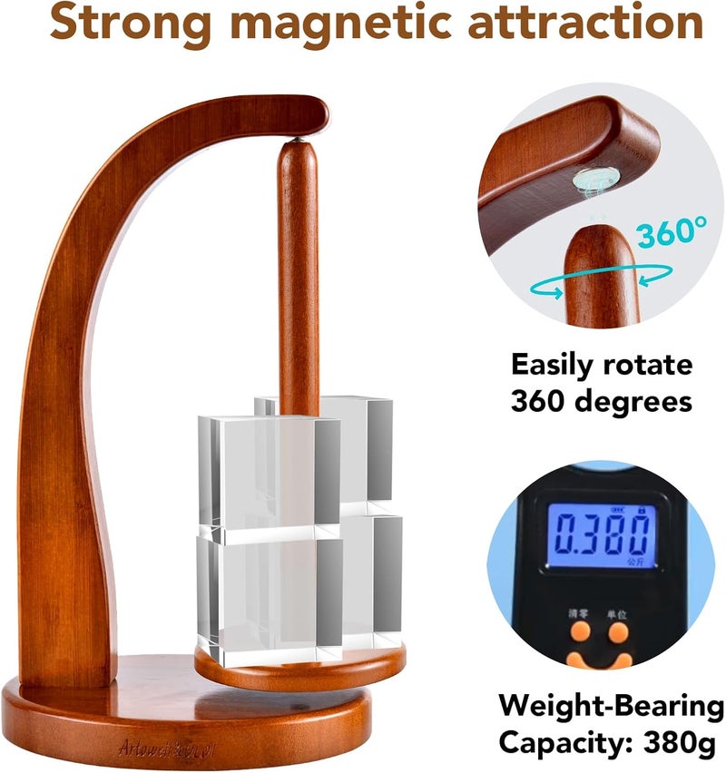 ULOI Crochet Yarn Holder - Upgrade with Crochet Accessories Storage Attachment, Magnetic Wooden Yarn Storage for Knitting Accessories, Perfect for Crocheting and Knitting Projects, Mahogany Finish - Image 5